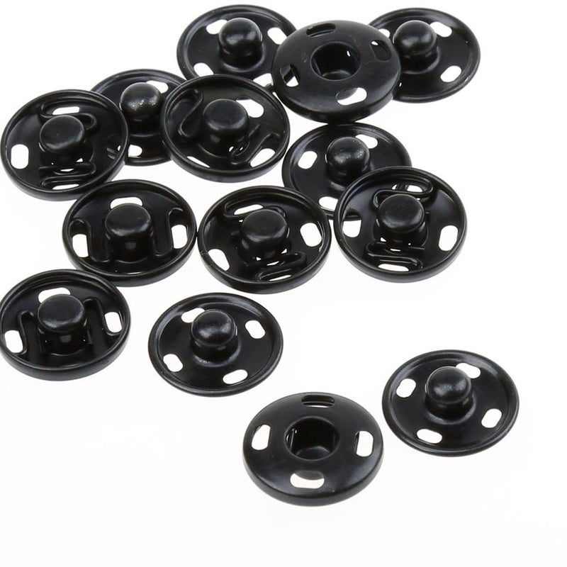 COTOWIN Sew-On Snaps,Black Press Buttons,Pack of 10,15mm - Image 3